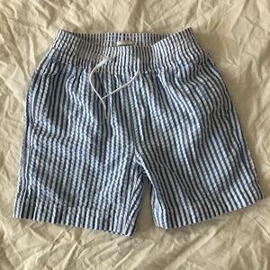 Crewcuts Seersucker Blue and White Swim Trunks